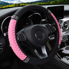 Load image into Gallery viewer, Universal Car Steering Wheel Cover Leather Embroidered Color Diamond-Studded Elastic Steering Wheel Cover 37-38cm Four Seasons