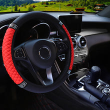 Load image into Gallery viewer, Universal Car Steering Wheel Cover Leather Embroidered Color Diamond-Studded Elastic Steering Wheel Cover 37-38cm Four Seasons