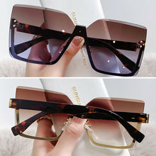Load image into Gallery viewer, Half Frame Metal Sunglasses European And American Style Fashion Anti UV Thin Glasses For Women