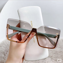 Load image into Gallery viewer, Half Frame Metal Sunglasses European And American Style Fashion Anti UV Thin Glasses For Women