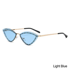 Load image into Gallery viewer, New Triangle Cat Eye Sunglasses Alloy Rimless Crystal Shiny Sun Glasses Female Unique Elegant Green Rhinestone Shades