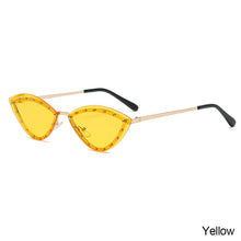 Load image into Gallery viewer, New Triangle Cat Eye Sunglasses Alloy Rimless Crystal Shiny Sun Glasses Female Unique Elegant Green Rhinestone Shades