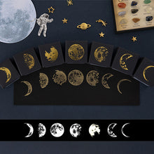 Load image into Gallery viewer, Vintage Moon Series Wood Stamp Phases of The Moon Round Wooden Rubber Stamps for DIY Craft Letters Diary and Scrapbooking