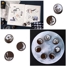 Load image into Gallery viewer, Vintage Moon Series Wood Stamp Phases of The Moon Round Wooden Rubber Stamps for DIY Craft Letters Diary and Scrapbooking