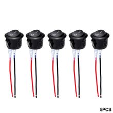 Load image into Gallery viewer, 5Pcs Car 20mm Mini Round Rocker Switch ON Off 12 Volt Toggle Switch 12V Automotive RV 2 Pin Switch 120V With Wire