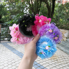 Load image into Gallery viewer, Girl Women Bun Cover Snood Hair Net Hair Nets Latin Ballet Dance Crochet Snoods Accessories With Flower