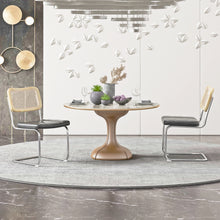 Load image into Gallery viewer, Set of 2, Leather Dining Chair with High-Density Sponge, Rattan Chair for Dining room, Living room, Bedroom, Gray