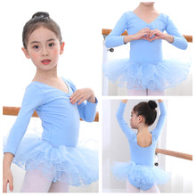 Load image into Gallery viewer, Cotton Spandex Gym Children Leotards Long Sleeve Ballet Dress
