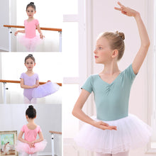 Load image into Gallery viewer, Cotton Spandex Gym Children Leotards Short Sleeve Ballet Dress