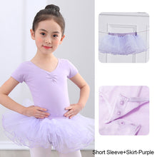 Load image into Gallery viewer, Cotton Spandex Gym Children Leotards Short Sleeve Ballet Dress