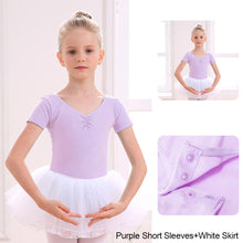 Load image into Gallery viewer, Cotton Spandex Gym Children Leotards Short Sleeve Ballet Dress
