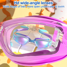 Load image into Gallery viewer, Children's Electroplating Swimming Goggles Anti-Fog HD Swimming Glasses