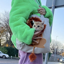 Load image into Gallery viewer, Lion-shaped Shoulder Bag Can Be Exposed Pet Canvas Bag for Cats and Dogs Tote Bag Small Pet Carrier Bag Fashionable Breathable