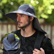 Load image into Gallery viewer, Wide Brim Bucket Hat with Neck Cover Quick Dry Large Brim Fishing Hat Outdoor Sports Jungle Hiking Hat Men Fishermen Sun Hat Cap