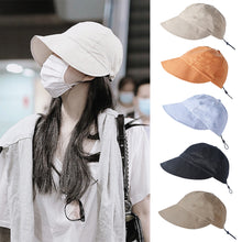 Load image into Gallery viewer, Foldable Wide Brim Sun Hat Drawstring Adjustable Caps for Men Women Beach Hats Summer Quick-drying Visors Fisherman Cap