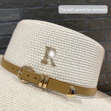 Load image into Gallery viewer, Metal R Letter Buckle Straw Hat Leisure Summer Sunscreen Hat Women's Fashionable Beach Hat Vintage Hat Church Hats