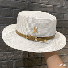 Load image into Gallery viewer, Metal R Letter Buckle Straw Hat Leisure Summer Sunscreen Hat Women's Fashionable Beach Hat Vintage Hat Church Hats