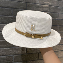 Load image into Gallery viewer, Metal R Letter Buckle Straw Hat Leisure Summer Sunscreen Hat Women's Fashionable Beach Hat Vintage Hat Church Hats