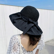Load image into Gallery viewer, Wide-Brimmed Fisherman's Hat sun Block Cap UV Black Glue Hollow Top Hat Sun Block Face Beach Hollow Straw Hat