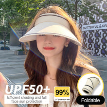 Load image into Gallery viewer, Foldable Sun Hats Female Summer Hat Visors Empty Top Hat Wide Large Brim Beach Hats Beach Protection Caps Women