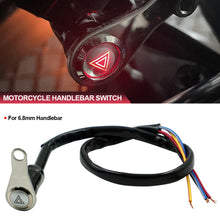 Load image into Gallery viewer, 12V Motorcycle Switch Self-locking Switch Handlebar Mount Push Button ON+OFF with Red LED Light For 6.8mm Handlebar