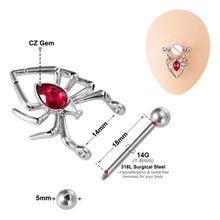 Load image into Gallery viewer, Bellybutton Button Smooth Stainless Steel Personalized Unisex Bellybutton Button Spider Breast Nail Puncture Jewelry