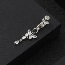 Load image into Gallery viewer, Non Punching Butterfly Fake Navel Ring with No Holes, Navel Nail, Trendy Copper Inlaid Zircon Pendant, Body Piercing Accessory
