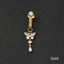 Load image into Gallery viewer, Non Punching Butterfly Fake Navel Ring with No Holes, Navel Nail, Trendy Copper Inlaid Zircon Pendant, Body Piercing Accessory