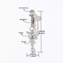 Load image into Gallery viewer, Non Punching Butterfly Fake Navel Ring with No Holes, Navel Nail, Trendy Copper Inlaid Zircon Pendant, Body Piercing Accessory