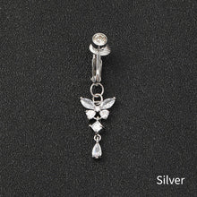 Load image into Gallery viewer, Non Punching Butterfly Fake Navel Ring with No Holes, Navel Nail, Trendy Copper Inlaid Zircon Pendant, Body Piercing Accessory