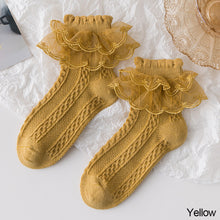 Load image into Gallery viewer, Lolita Lace Socks Girls Kids Cotton Socks Lace Ruffle Frilly Ankle Short Sock Breathable Princess Children Girl Dance Socks