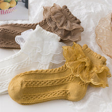 Load image into Gallery viewer, Lolita Lace Socks Girls Kids Cotton Socks Lace Ruffle Frilly Ankle Short Sock Breathable Princess Children Girl Dance Socks