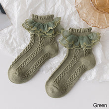 Load image into Gallery viewer, Lolita Lace Socks Girls Kids Cotton Socks Lace Ruffle Frilly Ankle Short Sock Breathable Princess Children Girl Dance Socks