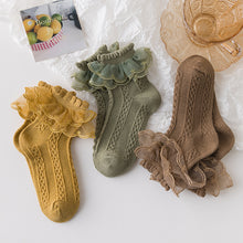 Load image into Gallery viewer, Lolita Lace Socks Girls Kids Cotton Socks Lace Ruffle Frilly Ankle Short Sock Breathable Princess Children Girl Dance Socks