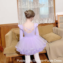 Load image into Gallery viewer, Girls Kids Ballet Dress Gymnastics Leotards Short Sleeve Ballet Dancewear Skirts Cotton Spandex Gym Children Leotards