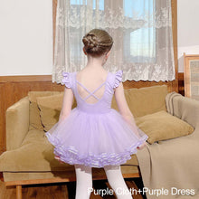Load image into Gallery viewer, Girls Kids Ballet Dress Gymnastics Leotards Short Sleeve Ballet Dancewear Skirts Cotton Spandex Gym Children Leotards