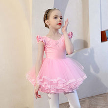 Load image into Gallery viewer, Girls Kids Ballet Dress Gymnastics Leotards Short Sleeve Ballet Dancewear Skirts Cotton Spandex Gym Children Leotards