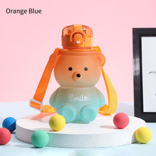 Load image into Gallery viewer, 800ml Cute Kawaii Bear Water Bottle for Girl Plastic Gradient Korean Large Outdoor Sports School Drinking Bottle With Strap Straw