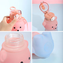 Load image into Gallery viewer, 800ml Cute Kawaii Bear Water Bottle for Girl Plastic Gradient Korean Large Outdoor Sports School Drinking Bottle With Strap Straw