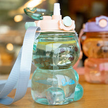 Load image into Gallery viewer, 1000ml Cute Kawaii Bear Water Bottle for Girl Plastic Gradient Korean Large Outdoor Sports School Drinking Bottle With Strap Straw