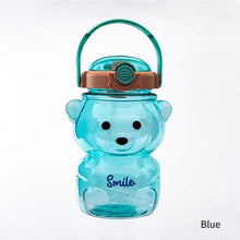 Load image into Gallery viewer, 1000ml Cute Kawaii Bear Water Bottle for Girl Plastic Gradient Korean Large Outdoor Sports School Drinking Bottle With Strap Straw