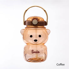Load image into Gallery viewer, 1000ml Cute Kawaii Bear Water Bottle for Girl Plastic Gradient Korean Large Outdoor Sports School Drinking Bottle With Strap Straw