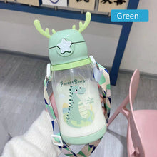 Load image into Gallery viewer, 600ml Portable Kids Water Bottle Sippy Cup Creative Cartoon Baby Feeding Cups with Straws Leakproof Water Bottles Outdoor Children's Cups
