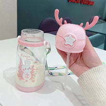 Load image into Gallery viewer, 600ml Portable Kids Water Bottle Sippy Cup Creative Cartoon Baby Feeding Cups with Straws Leakproof Water Bottles Outdoor Children's Cups