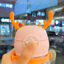 Load image into Gallery viewer, 600ml Portable Kids Water Bottle Sippy Cup Creative Cartoon Baby Feeding Cups with Straws Leakproof Water Bottles Outdoor Children's Cups