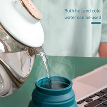 Load image into Gallery viewer, Portable Silicone Folding Water Cup With Lid and Lanyard Heat Resistant Telescopic Collapsible Foldable Mug For Travel Camping