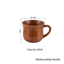 Load image into Gallery viewer, Sour Jujube Wooden Handmade Water Coffee Mug Big Belly Cup Tea Beer Juice Milk Mugs Drink Cups With Handle Kitchen Bar Drinkware