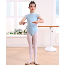Load image into Gallery viewer, Children's Lace Short Sleeved Dance Costume Summer Stand Collar Mesh Splicing Dance Costume Dance Training Clothes for Girls