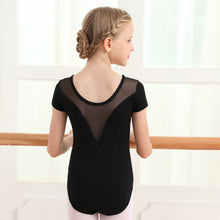 Load image into Gallery viewer, Children's Dance Costume Summer Short Sleeved Dance Costume Breathable Comfortable Mesh Splicing Dance Training Clothes