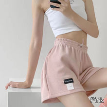 Load image into Gallery viewer, Summer Thin Loose Fitting Sports Shorts Casual High Waisted Straight Elastic Waist Shorts for Women
